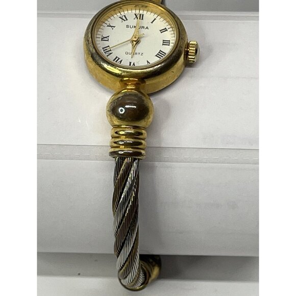 Sukura Quartz Womens Watch Twisted Cable Band Silver Gold Tone Not Working - Picture 3 of 13